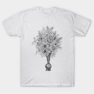 Vintage Flower Vase Sketch T-Shirt